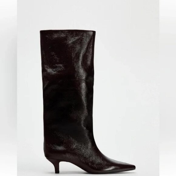 ZARA KITTEN HEEL KNEE HIGH BOOTS - Picture 4 of 8